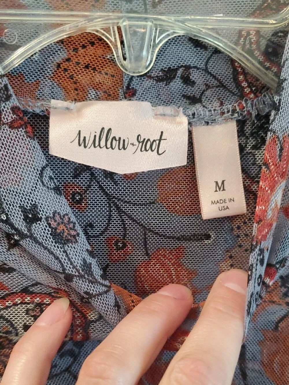Willow Lavender Paisley Floral Long Sleeve Tee with Orange Accents